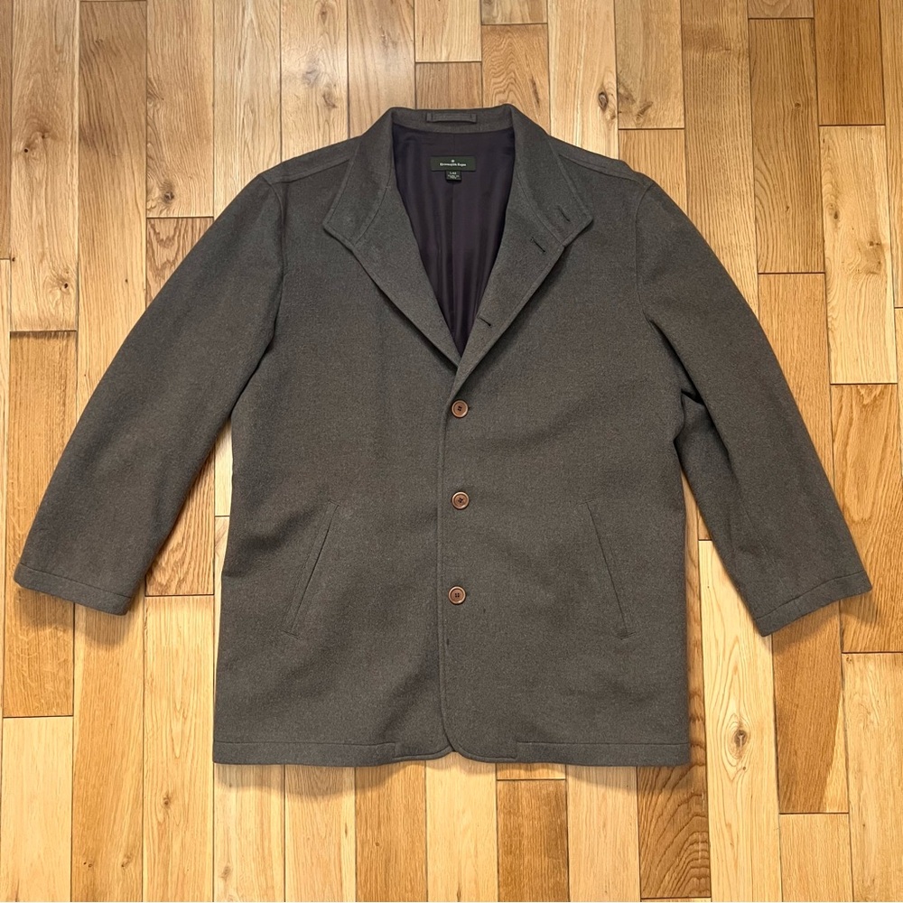 ermenegildo zegna Wool Cashmere Blend Brown Button Front High Collar Coat Large - Picture 1 of 9